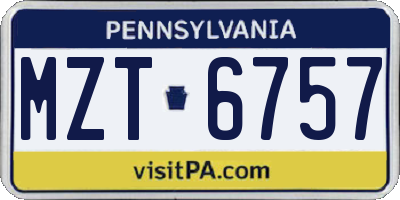 PA license plate MZT6757