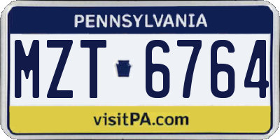 PA license plate MZT6764