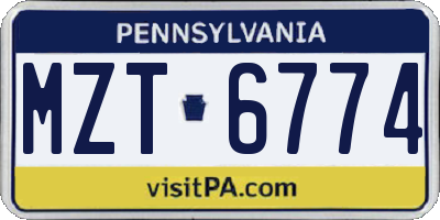 PA license plate MZT6774