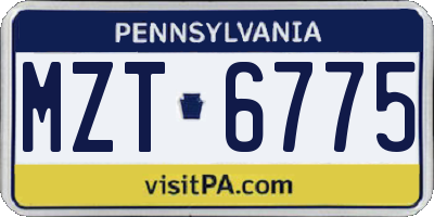 PA license plate MZT6775