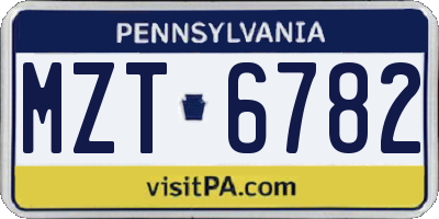 PA license plate MZT6782