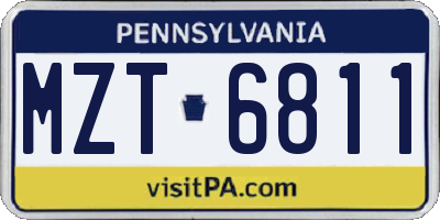 PA license plate MZT6811