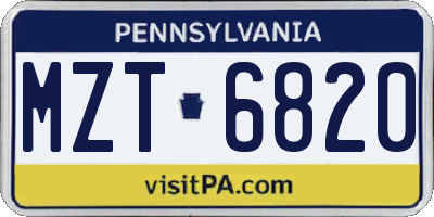 PA license plate MZT6820