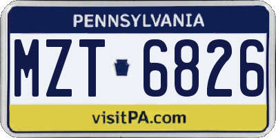 PA license plate MZT6826