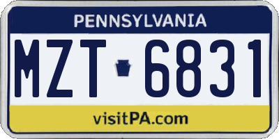 PA license plate MZT6831