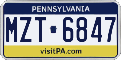 PA license plate MZT6847