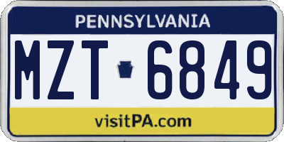PA license plate MZT6849