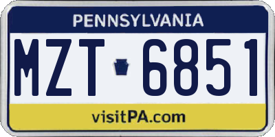 PA license plate MZT6851