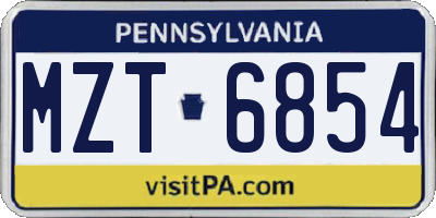 PA license plate MZT6854