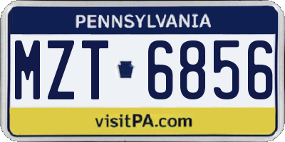 PA license plate MZT6856