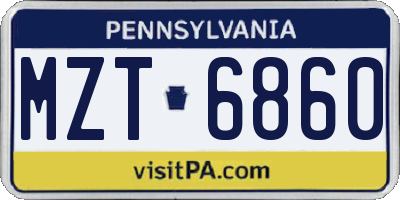 PA license plate MZT6860
