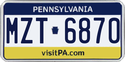 PA license plate MZT6870