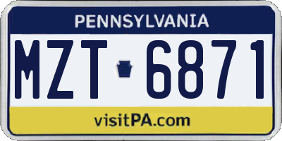 PA license plate MZT6871