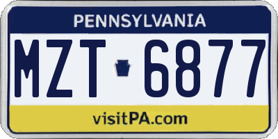 PA license plate MZT6877