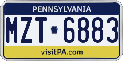 PA license plate MZT6883