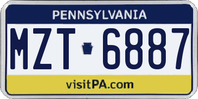 PA license plate MZT6887