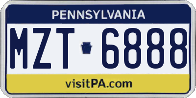 PA license plate MZT6888