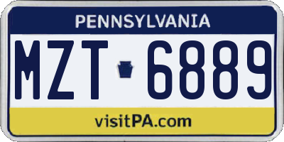 PA license plate MZT6889