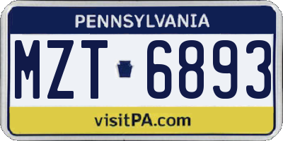 PA license plate MZT6893