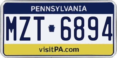 PA license plate MZT6894