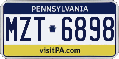 PA license plate MZT6898