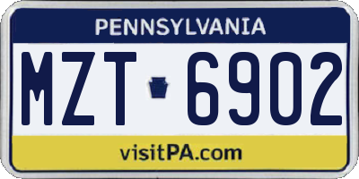 PA license plate MZT6902