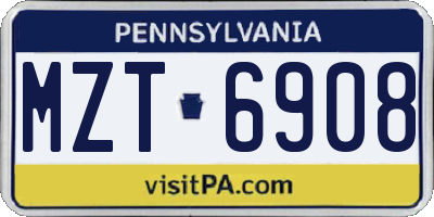 PA license plate MZT6908