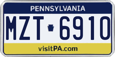 PA license plate MZT6910