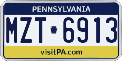 PA license plate MZT6913