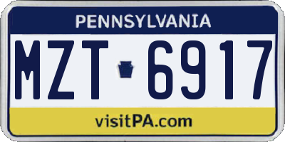 PA license plate MZT6917