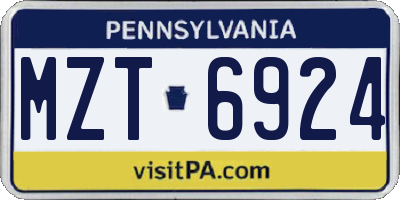 PA license plate MZT6924