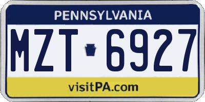 PA license plate MZT6927