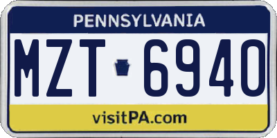 PA license plate MZT6940