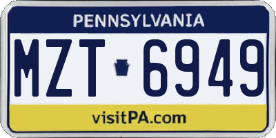 PA license plate MZT6949
