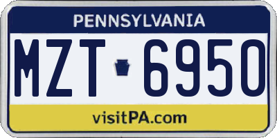 PA license plate MZT6950