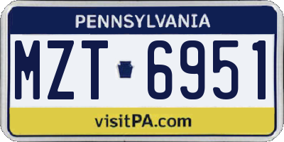 PA license plate MZT6951