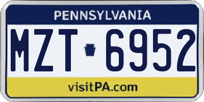PA license plate MZT6952