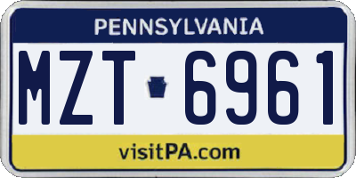 PA license plate MZT6961