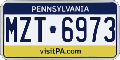 PA license plate MZT6973