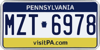 PA license plate MZT6978