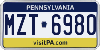 PA license plate MZT6980