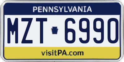 PA license plate MZT6990