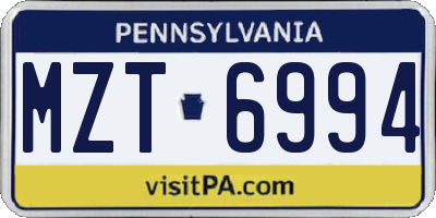 PA license plate MZT6994