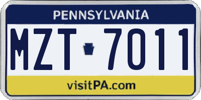 PA license plate MZT7011