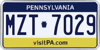 PA license plate MZT7029
