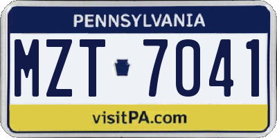 PA license plate MZT7041