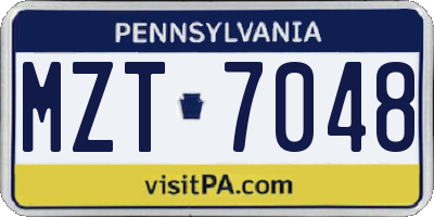 PA license plate MZT7048