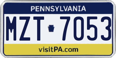 PA license plate MZT7053