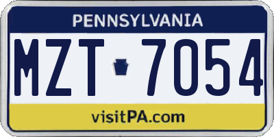 PA license plate MZT7054