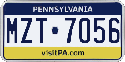 PA license plate MZT7056